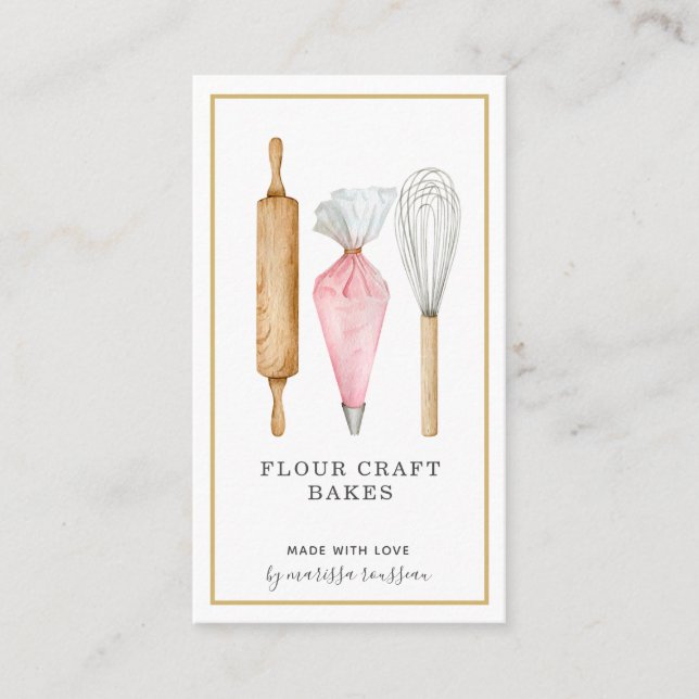 Baker Pastry Chef Baking Utensils Business Card (Front)
