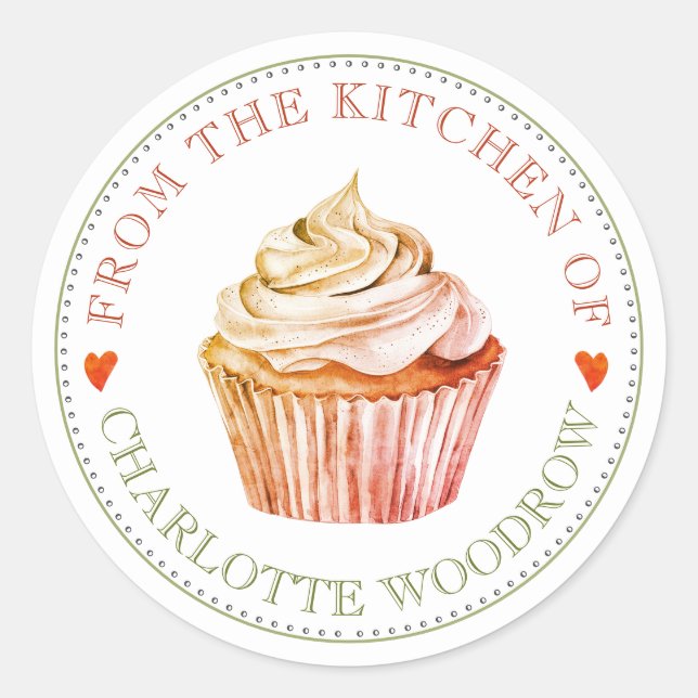 Baker Pastry Chef Cupcake Food Label Sticker (Front)