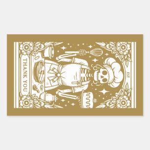 Baker Pastry Chef Gold Product Rectangular Sticker