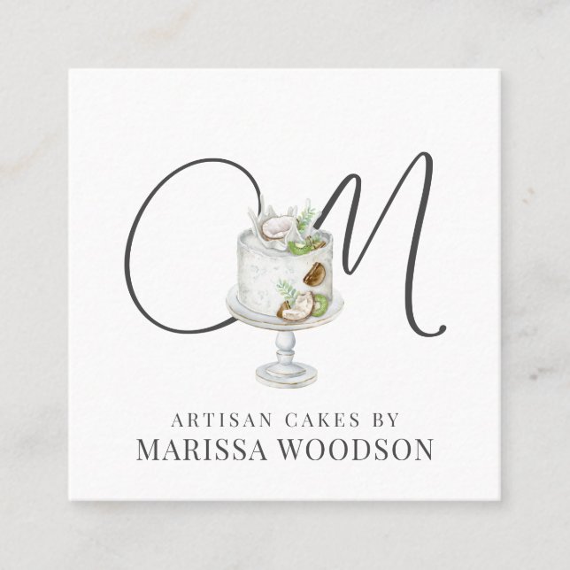 Baker Pastry Chef Pink Elegant Cake  Square Busine Business Card (Front)