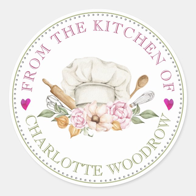 Baker Pastry Chef Tools Food Label Sticker (Front)