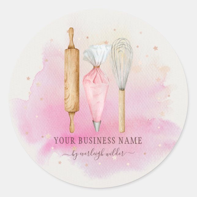 Baker Pastry Chef Utensils Pink Product Labels (Front)