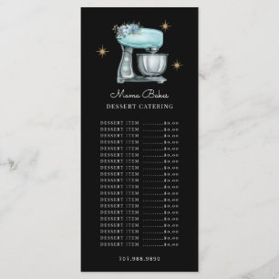 Baker Pastry Chef Watercolor Baking Utensils Black Menu