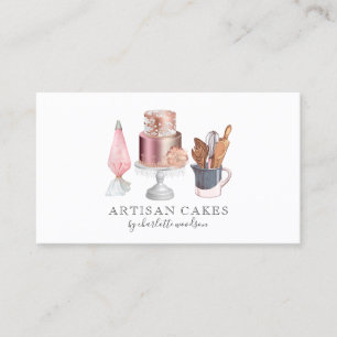 Baker Pastry Chef Watercolor Baking Utensils  Squa Business Card
