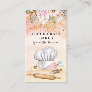 Baker Pastry Chef Watercolor Tools Utensils Business Card