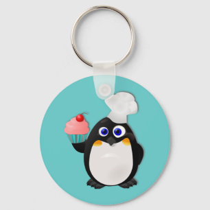 Baker Penguin with Cupcake II Key Ring