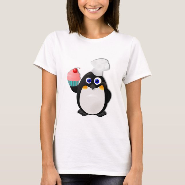 Baker Penguin with Cupcake II T-Shirt (Front)