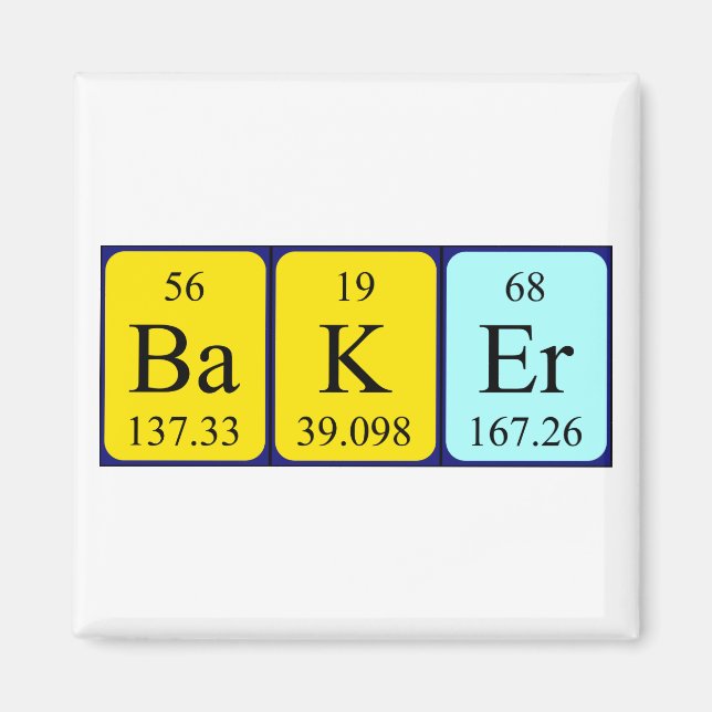 Baker periodic table name magnet (Front)