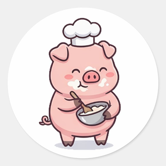 Baker Pig Classic Round Sticker (Front)
