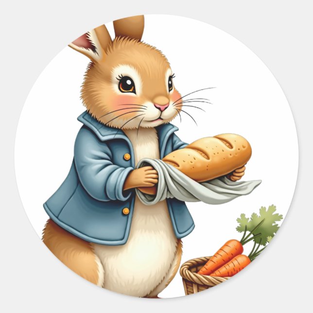 Baker Rabbit Classic Round Sticker (Front)
