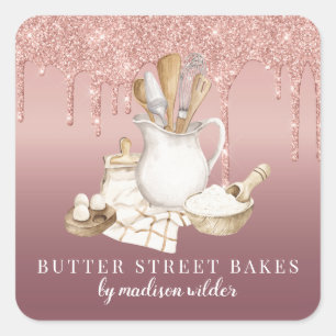 Baker Rose Gold Glitter Product Labels