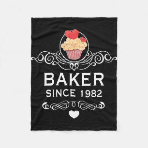 Baker Since 1982 Cupcake 42nd Birthday Mothers Day Fleece Blanket