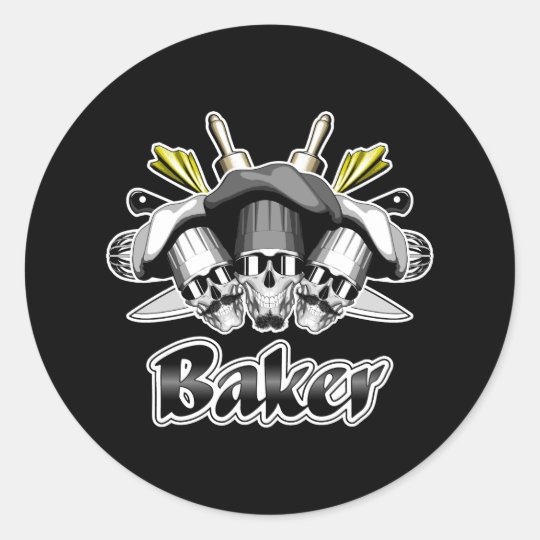 Baker Skull And Kitchen Utensils Classic Round Sticker Zazzle Com Au