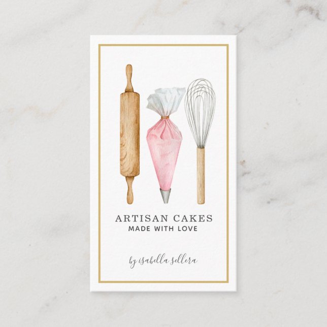 Baker Tools Pastry Chef Logo Business Card (Front)