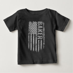 Baker USA Flag Distressed design Baby T-Shirt