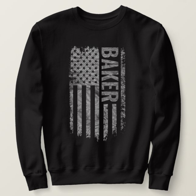 Baker USA Flag Distressed design Sweatshirt (Design Front)