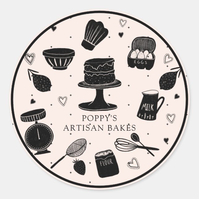 Baker Utensils Bakery  Classic Round Sticker (Front)