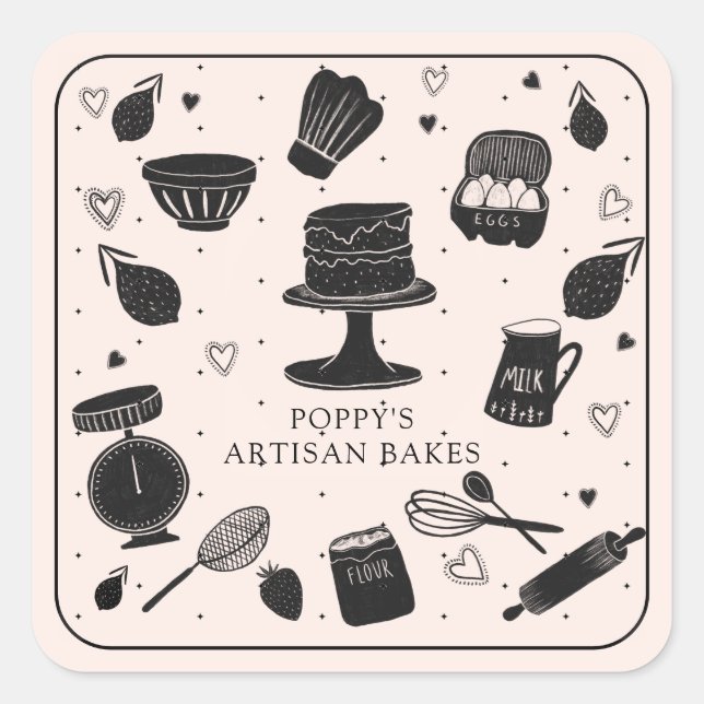 Baker Utensils Bakery  Square Sticker (Front)