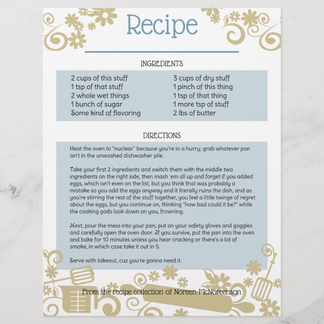 baker utensils black marketing flier (Front)