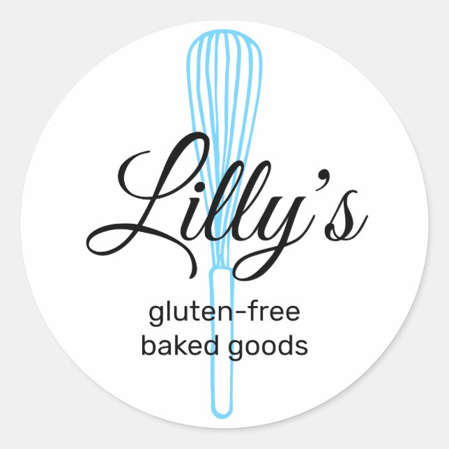 Baker Whisk Bakery Square Business Card Classic Ro Round Sticker (Front)