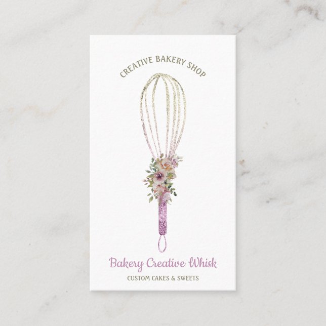 Baker Whisk logo pastry boho Business Card (Front)
