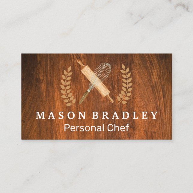 Baker | Whisk Rolling Pin | Wood  Business Card (Front)