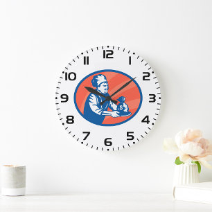 Baker With A Plate Of Money Large Clock