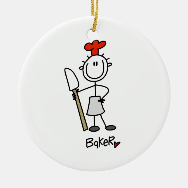 Baker With Scraper Ceramic Tree Decoration (Front)