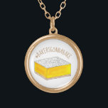 Bakers Gonna Bake Hashtag Yellow Lemon Square Bar Gold Plated Necklace<br><div class="desc">Design features an original marker illustration of a delicious tart yellow lemon bar / lemon square pastry topped with a dusting powdered sugar. Great for your favourite foodie, baker, or pastry chef! This lemon dessert bar illustration is also available on other products. Lots of additional illustrated foodie designs are also...</div>