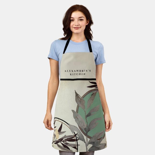 Baker's Kitchen Your Name Mint Green Watercolor Apron (Worn)