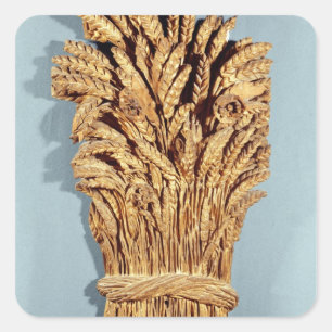 Baker's sign with ears of wheat and flowers square sticker