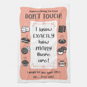 Baker's Tea Towel Gift Mum, Nan, Name (Peach)