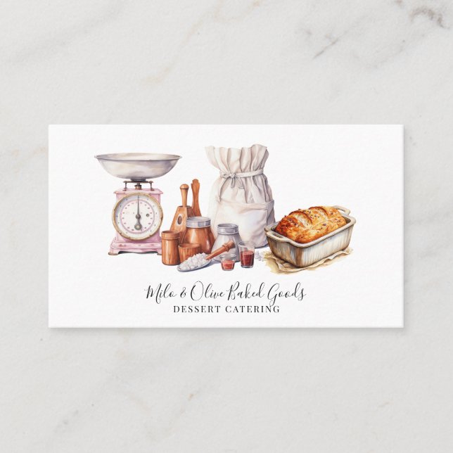 Baker's Tools Bakery Pastry Chef  Business Card (Front)