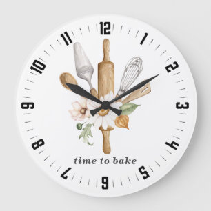 Baker's Tools Utensils Large Clock
