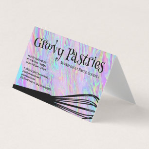 Bakers Whisk   Iridescent Holographic Background Business Card