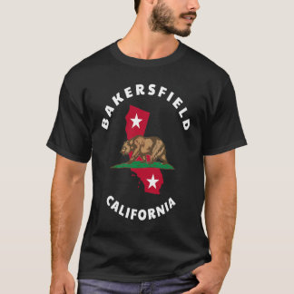 Bakersfield California CA Flag and Bear Badge Souv T-Shirt