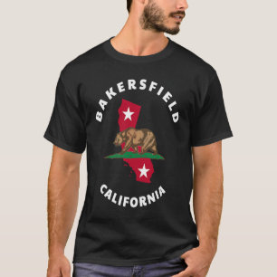 Bakersfield California CA Flag and Bear Badge Souv T-Shirt