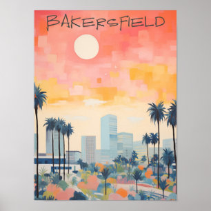 Bakersfield California Travel City Aesthetic Poster