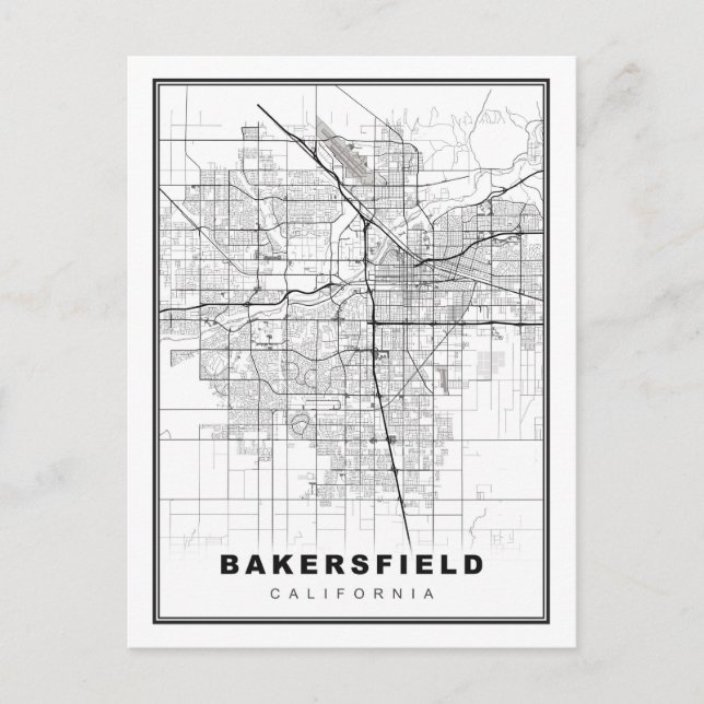 Bakersfield Map Postcard (Front)