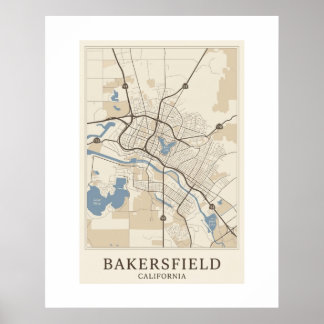 Bakersfield Map Poster | Minimalist City Print