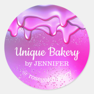 Bakery Abstract glitter pink unique pastry sweets Classic Round Sticker