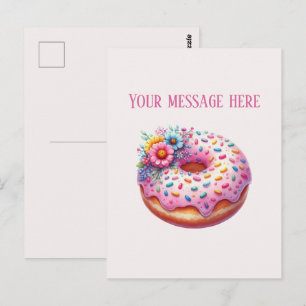 Bakery add message business name bakery doughnut  postcard