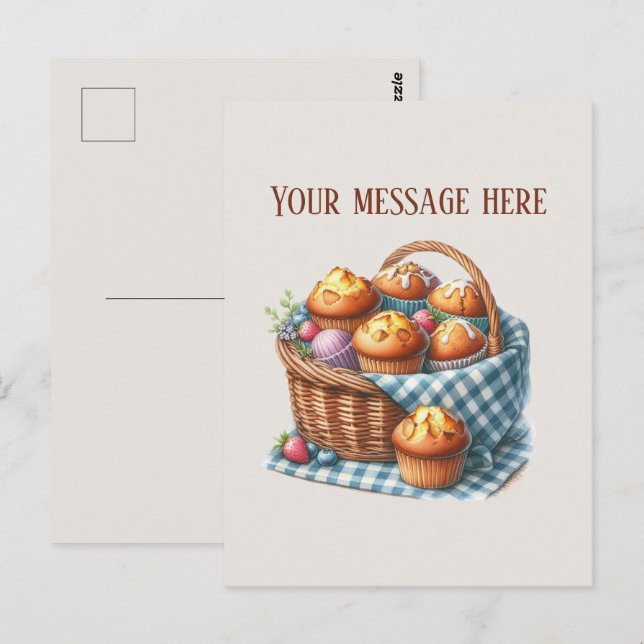 Bakery add message Business name muffins Postcard (Front/Back)