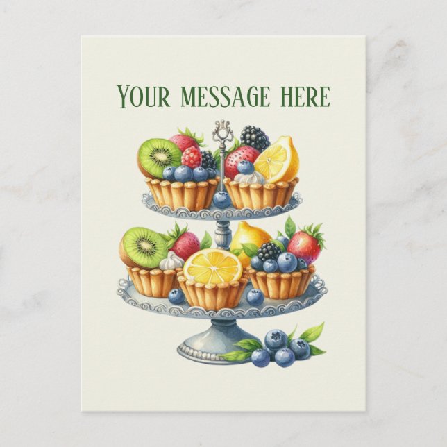 Bakery add message Business name pastry tarts Postcard (Front)