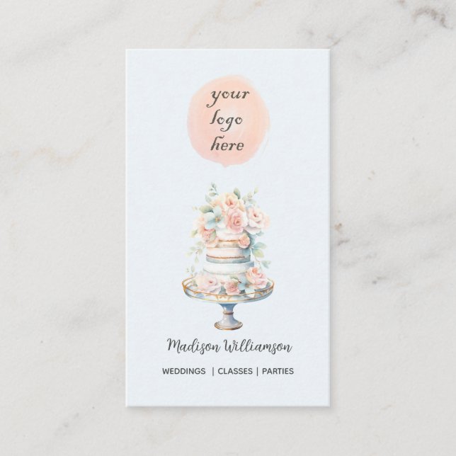 Bakery  Add Your Logo Wedding Cake  Business Card (Front)