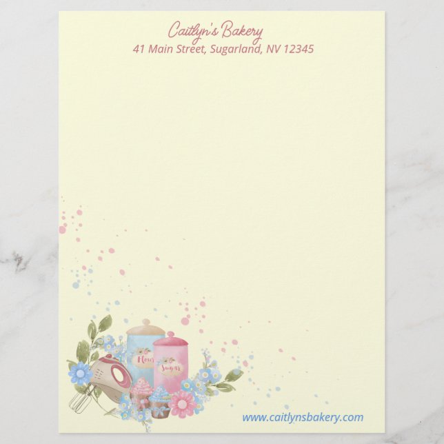 Bakery and Pastry Shop Personalised Custom Letterhead (Front)