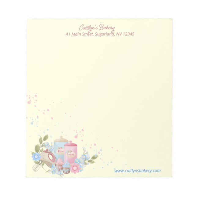 Bakery and Pastry Shop Personalised   Notepad (Front)
