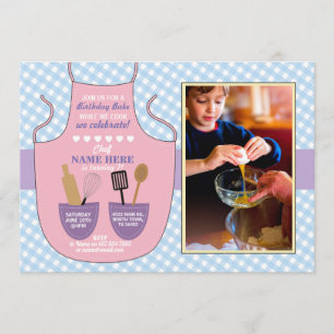 Bakery Apron Birthday Party Photo Cookies Invite