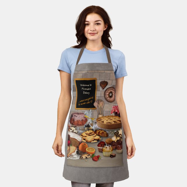 Bakery Apron with your Name on the Chalkboard (Worn)