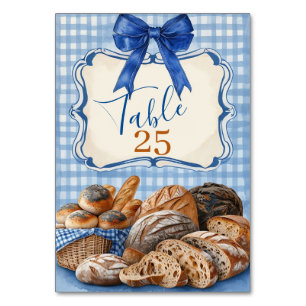 Bakery Baby Shower Table Number Card Blue Gingha